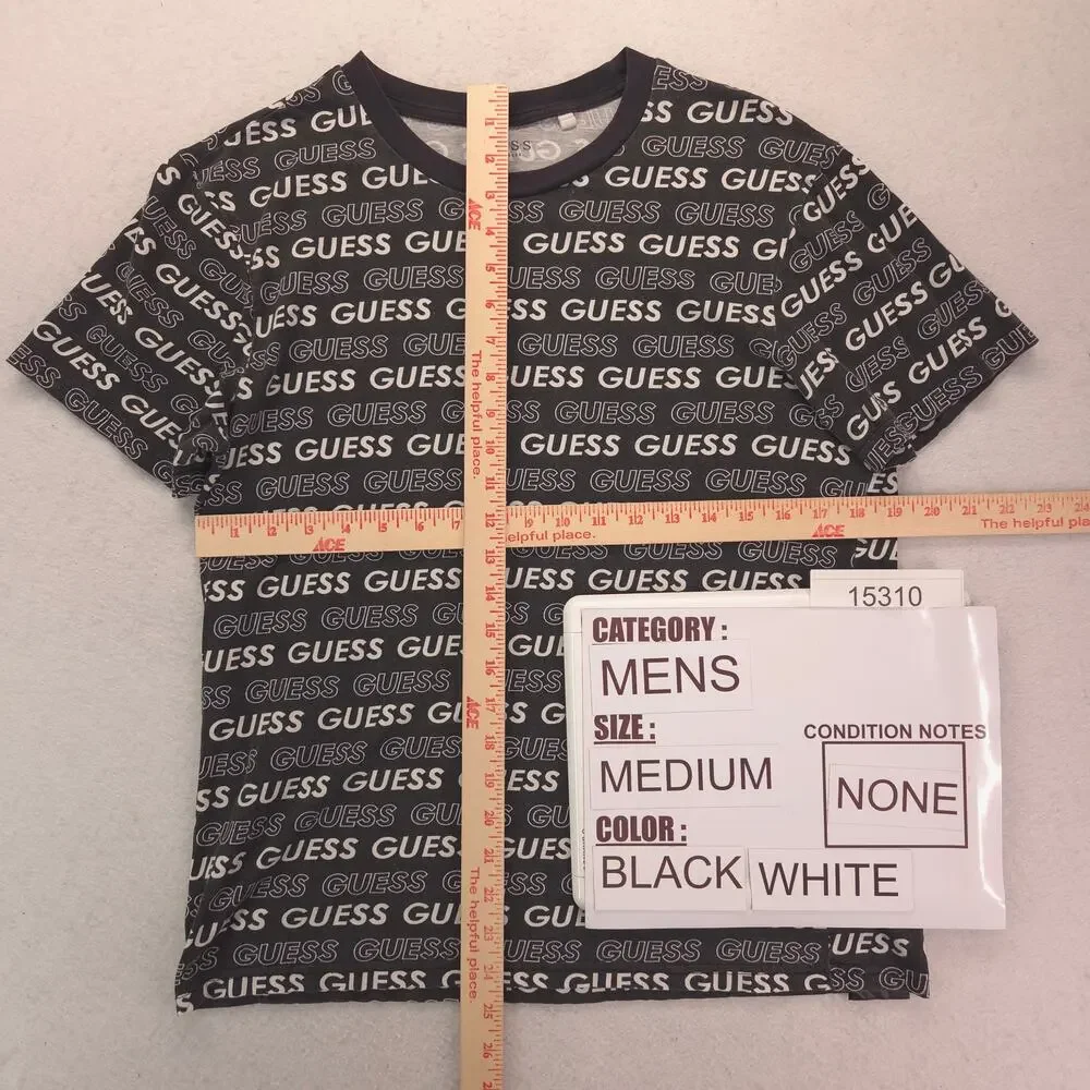 Guess Casual Graphic Short Sleeve Crew Neck T Shirt Mens Size Medium M Black - Picture 5 of 9